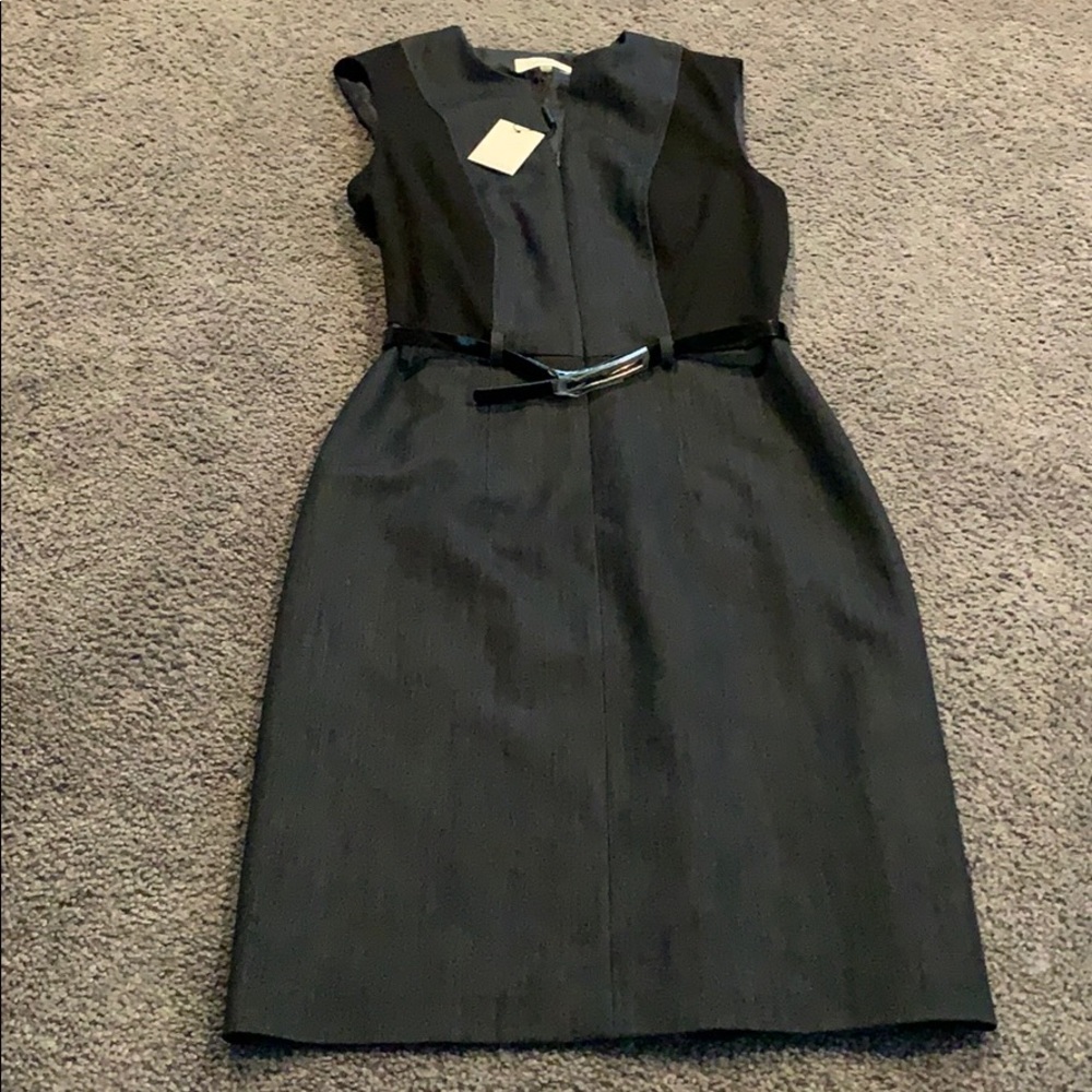 Denim fabric and black fabric Calvin Klein dress